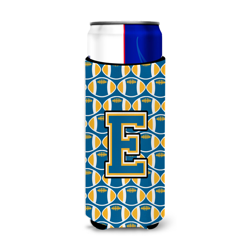 Buchstabe E Fu?Ball Blau Und Gold Ultra Getr?Nke-Isolatoren F?R Schlanke Dosen CJ1077-EMUK-image