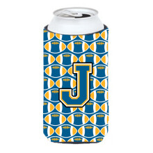 Letter J Jalkapallo Sininen ja Kulta Tall Boy Juomaeriste Hugger CJ1077-JTBC