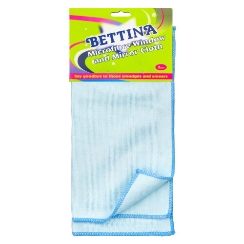 Bettina Microfibre Window And Mirror Cloth - 2 Pack - Non Scratch