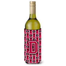 Letter D Voetbal Karmozijnrode en witte wijnfles Drankisolator Hugger CJ1079-DLITERK