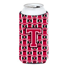 Letter T Football Crimson and White Tall Boy juomaeriste Hugger CJ1079-TTBC