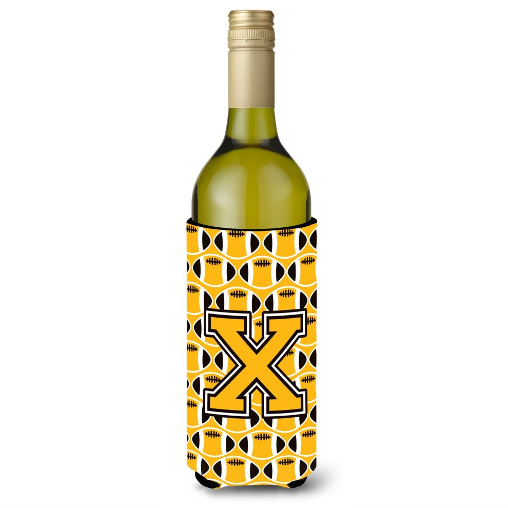 Isolateur pour bouteille de vin blanc et or vieilli, motif football, lettre X, noir, CJ1080-XLITERK