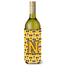 """" Letter n Football Black Old Gold and White Bottle Beaverage Izsolator Hugger CJ1080-Nliterk """"