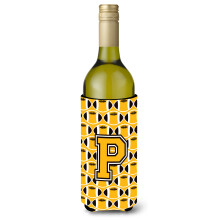 """" Letter P Football Black Old Gold and White Buttle Buttle Beaverage Izsolator Hugger CJ1080-Pliterk """"