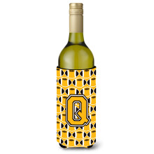 Letter Q Football Black Old Gold and White Wine Pullo Juomaeriste Hugger CJ1080-QLITERK""""
