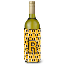 Letter R Football Black Old Gold and White Wine pullo juomaeriste Hugger CJ1080-RLITERK""""