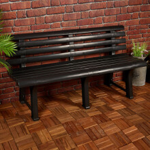 (Anthracite) 3 Seater Classic Garden Plastic Bench Outdoor Patio Deck Picnic Furniture 145cm