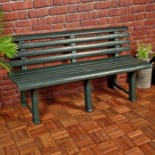 (Green) 3 Seater Classic Garden Plastic Bench Outdoor Patio Deck Picnic Furniture 145cm