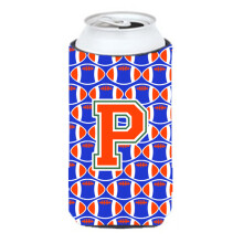 Letter P Football Vihreä sininen ja oranssi Tall Boy juomaeriste Hugger CJ1083-PTBC""""