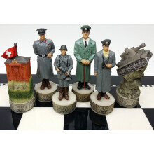 Maailmansota 2 WW2 käsinmaalatut shakkinappulat - EI lautaa