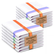 Harringdons 100% Cotton Kitchen Towels 28x20 inches 12 Pack Tea Towels for Kitchen with Hanging Loop Reusable Cleaning Cloths Ultra Soft Quick-Dry
