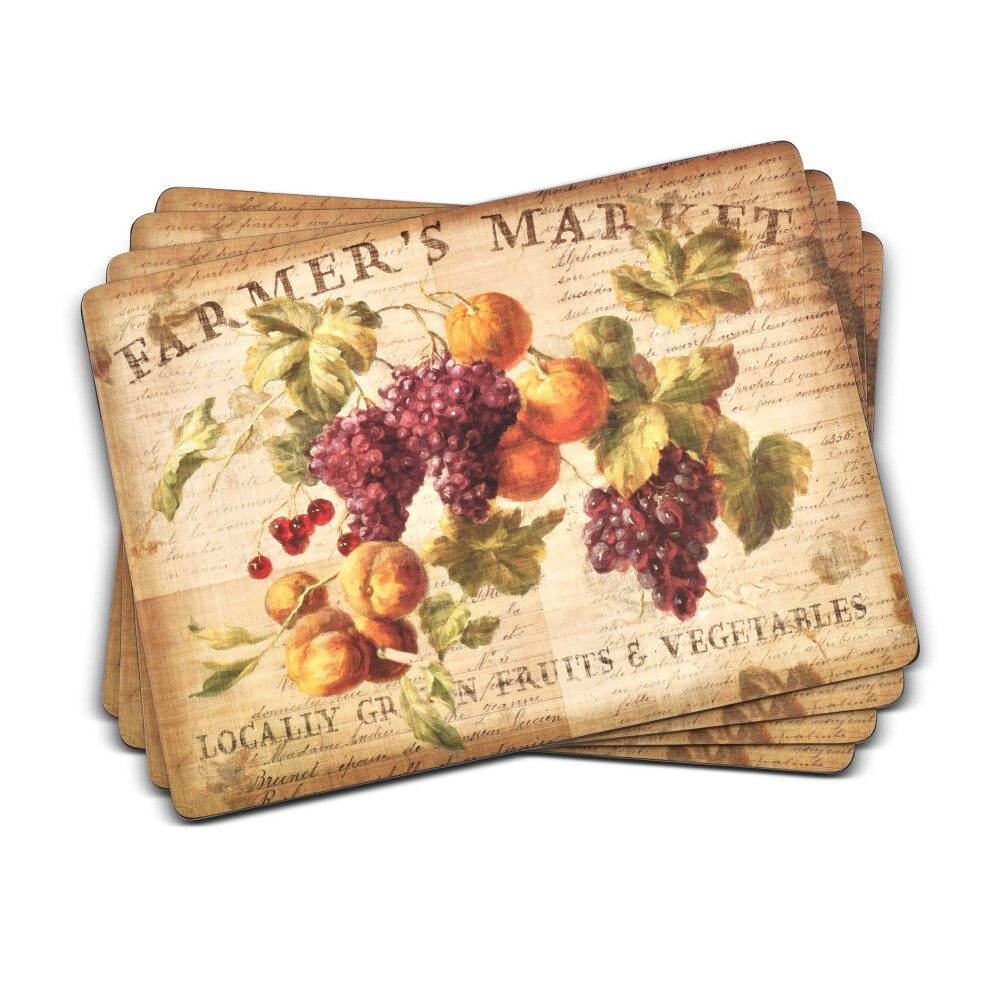 Pimpernel Abundant Fall Collection Placemats | Set of 4 | Heat Resistant Mats | Cork-Backed Board | Hard Placemat Set for Dining Table | Measures 15.7