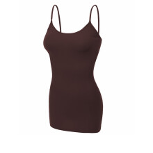 Emmalise kleding Dames Basic casual Effen Lang hemdje cami Top Tank Bruin Klein