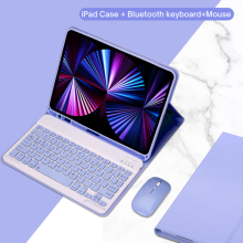 (Purple and Mouse, iPad mini 6) For iPad Keyboard Case For iPad 2024 iPad Air 11-i