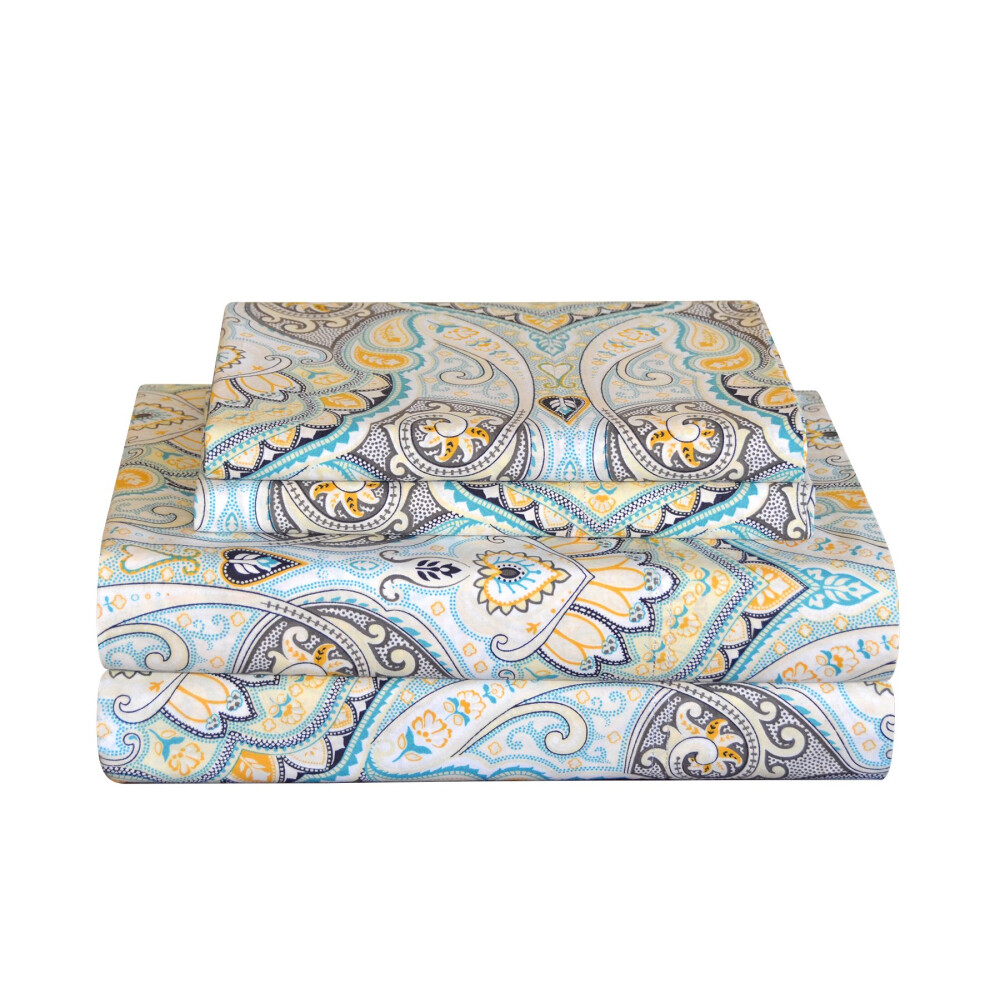 Pointehaven 100% Cotton Percale Sheets - Printed Bed Sheet & Pillowcase Sets - Soft Cotton 4 Piece Bed Sheets Set - Fits Mattress 18 inches Deep Pocke-image-OPC-PFM6628-NEW