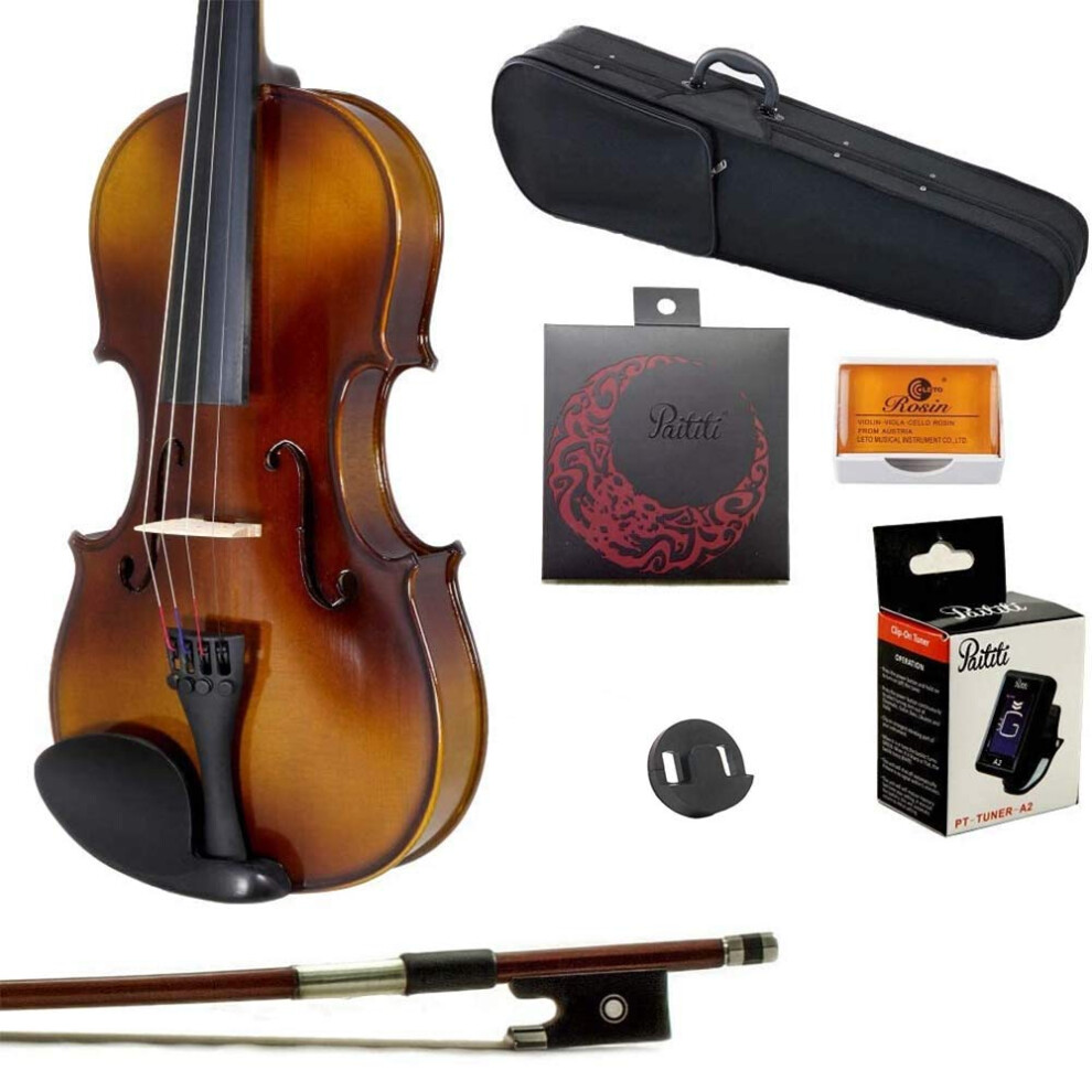 Paititi Solido Legno Violino Student Pacchetto Completo W Custodia Archetto String Tuner Supporto Pacchetto Completo 1/16-image