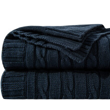 NTBAY 100% Pure Cotton Cable Knit Throw Blanket Super Soft Warm 51x67 Knitted Throw Blanket for Couch Sofa Chair Bed - Extra Cozy Machine Washabl