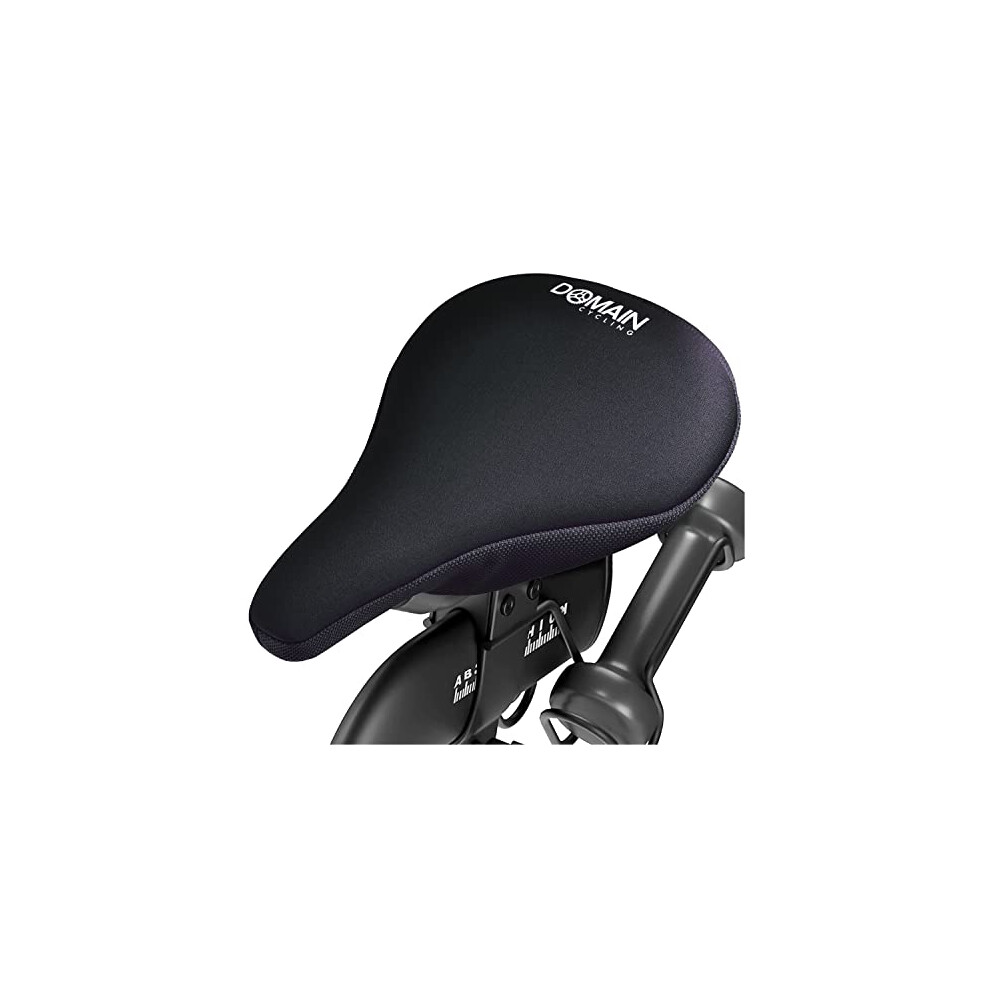 Domain Cycling Gel Bike Seat Cushion- Secure Peloton Fit for Smooth Stable Rides- Non-Slip Bicycle Padded Bike Seat Cover for Exercise Bikes for Men