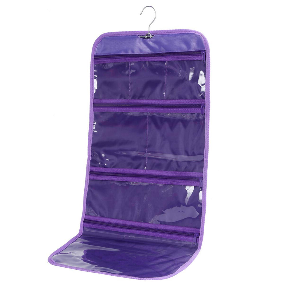 WODISON Foldable Clear Hanging Travel Toiletry Bag Cosmetic Organizer Storage Purple-image-OPC-PFKQB8Q-NEW
