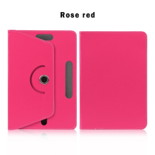 (rose red, Universal 8 inch) 360 Degree Rotating Universal Tablet Case PU Leath
