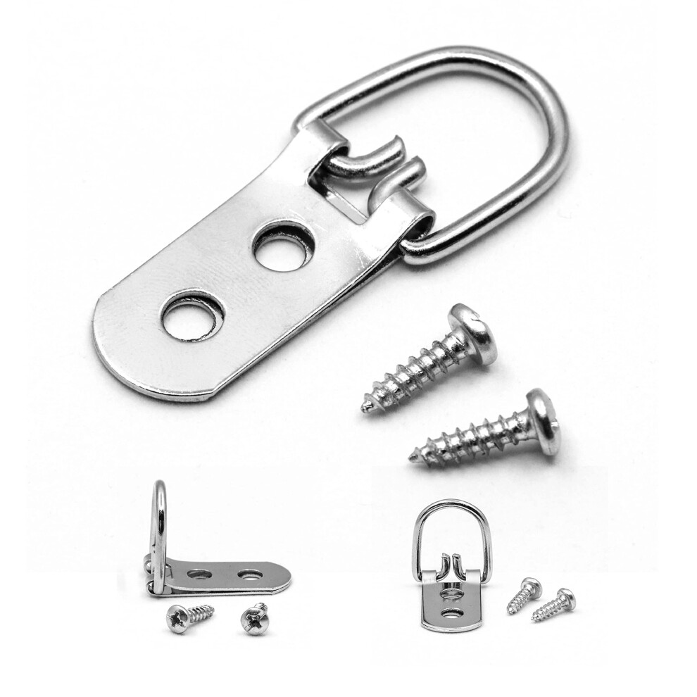 Heavy Duty D-Ring Picture Hangers - 50 Pack - 2 Hole With Screws - Picture Hang Solutions 732330633480