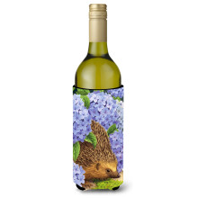"""" Caroline's Comorsures Hedgehog and Hydrangea Bottle Koozie Hugger 750 ml multicolor """"