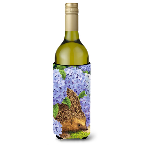 """" Caroline's Comorsures Hedgehog and Hydrangea Bottle Koozie Hugger 750 ml multicolor """"