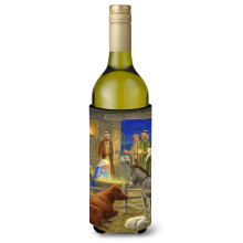 """" Caroline's Comorsures Nativity Scene Vin Bottle Koozie Hugger 750 ml multicolor """"