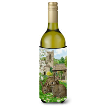 """" Caroline's Treasures Leveret Bunny Rabbit Vin Bottle Koozie Hugger 750 ml multicolor """"
