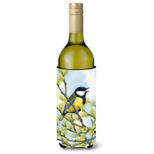Caroline's Treasures Eurasian Blue Tit On A Branch Wine Bottle Koozie Hugger  750 ml  Multicolor