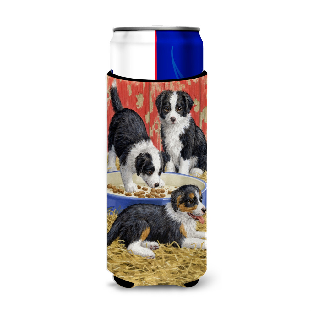 Caroline's Treasures Border Collie Pups Michelob Ultra Koozies F R Slim Cans, Mehrfarbig-image