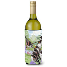 Caroline's Treasures ASA2102LITERK Long Tailed Tits Wine Bottle Koozie Hugger 750 ml Multicolor