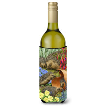 Caroline's Treasures Hedgehogs In The Flower Pot Wine Bottle Koozie Hugger 750 ml Multicolor