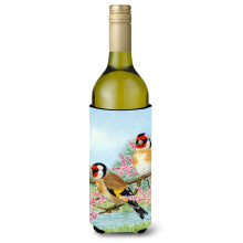Caroline's Treasures ASA2119LITERK European Goldfinches Wine Bottle Koozie Hugger 750 ml Multicolor
