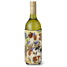 Caroline's Treasures Papillon Pups Wine Bottle Koozie Hugger  750 ml  Multicolor