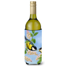 Caroline's Treasures Eurasian Blue Tits Birds Wine Bottle Koozie Hugger 750 ml Multicolor