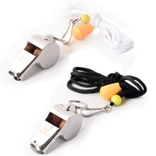 [Version n  1] Pack de sifflet en metal premium de 2 avec longe reglable et amovible. Ideal pour le professeur de survie Football / Basketball /