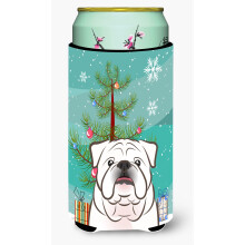 """"Caroline's Treasures Kerstboom en Witte Engelse Bulldog Tall Boy Koozie Hugger Veelkleurig""""
