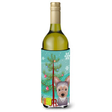 Caroline's Treasures Christmas Tree and Yorkie Puppy Wine Bottle Koozie Hugger 750 ml Multicolor