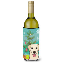 Caroline's Treasures BB1624LITERK Christmas Tree and Golden Retriever Wine Bottle Koozie Hugger 750 ml Multicolor