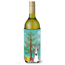 Caroline's Treasures Christmas Tree and Italian Greyhound Wine Bottle Koozie Hugger 750 ml Multicolor