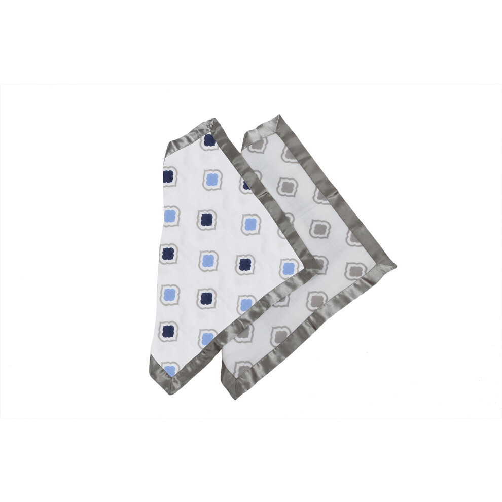 Bacati, 2 Copertine Di Sicurezza In Mussola Marocchina, Colore Blu/Grigio, 33 X 33 Cm-image