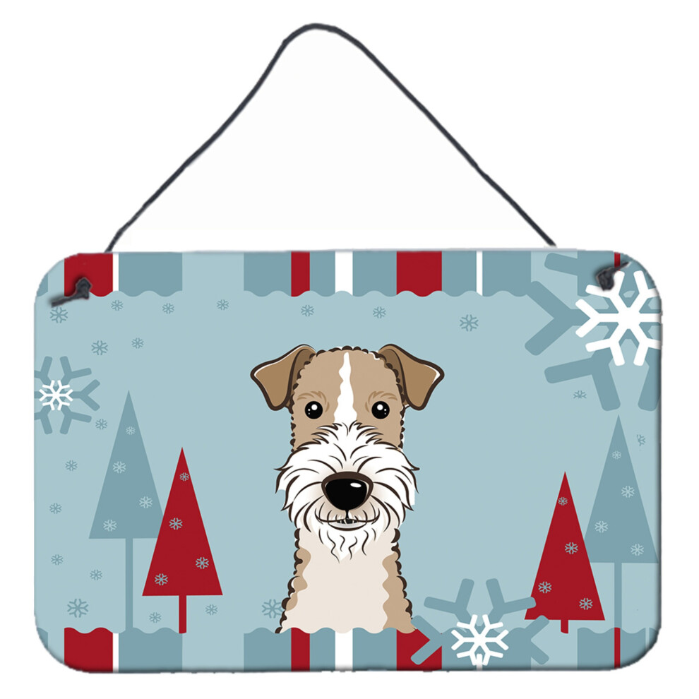 ""Caroline's Treasures Winter Holiday Wire Haired Fox Terrier Wand- Of Deurprints BB1743DS812 8HX12W""-image