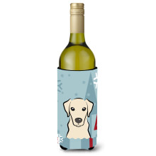 Caroline's Treasures Winter Holiday Yellow Labrador Wine Bottle Koozie Hugger  750 ml  Multicolor