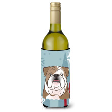 Caroline's Treasures Winter Holiday English Bulldog Wine Bottle Koozie Hugger  750 ml  Multicolor