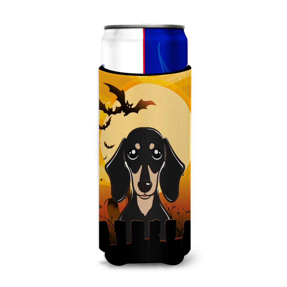 ?Caroline's Treasures Halloween ? Glatter, Schwarz-Brauner Dackel Michelob Ultra Koozies F?R Schmale Dosen, Mehrfarbig?-image