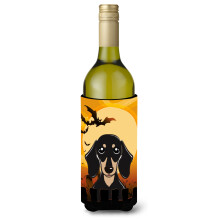 Caroline's Treasures Halloween Smooth Black and Tan Dachshund Wine Bottle Koozie Hugger 750 ml Multicolor