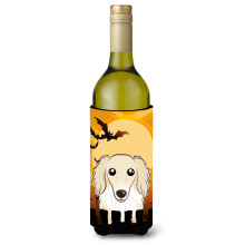 Caroline's Treasures Halloween Longhair Creme Dachshund Wine Bottle Koozie Hugger 750 ml Multicolor