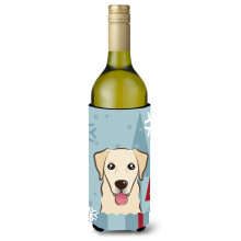 Caroline's Treasures BB1748LITERK Winter Holiday Golden Retriever Wine Bottle Koozie Hugger 750 ml Multicolor