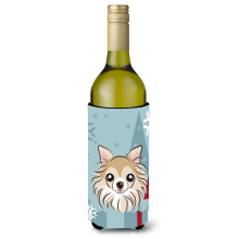 Caroline's Treasures Winter Holiday Chihuahua Wine Bottle Koozie Hugger 750 ml Multicolor